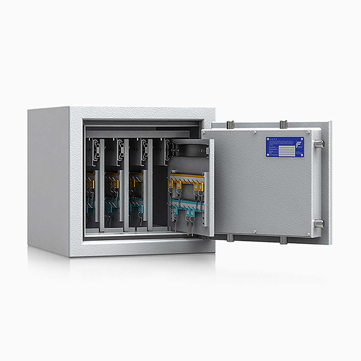 Schlüsseltresor safe4key I - Größe 2 / 400x420x420 / 160 Haken / 67kg / 157002 DIN R / Klasse 1  EN 1143-1, ECB•S / RAL7035