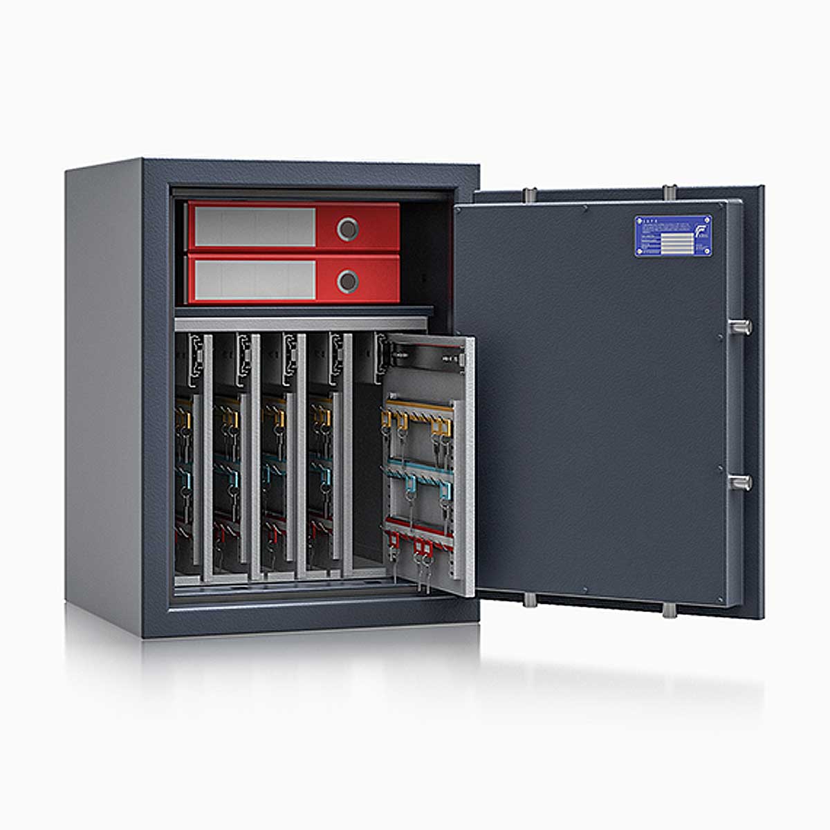 Schlüsseltresor safe4key I - Größe 4 / 650x500x420 / 280 Haken / 1 Fachboden / 102kg / 157007  / Klasse 1  EN 1143-1, ECB•S / RAL7024 / Elektronik STELLAR  Basic 