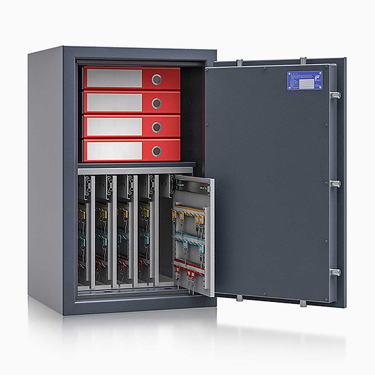 Schlüsseltresor safe4key I - Größe 5 / 800x500x420 / 280 Haken / 1 Fachboden / 117kg / 157009  / Klasse 1  EN 1143-1, ECB•S / RAL7024 / Elektronik STELLAR  Basic 