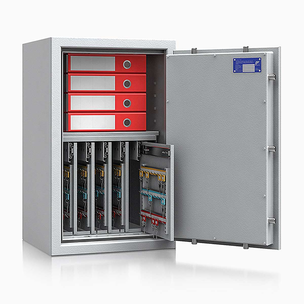 Schlüsseltresor safe4key I - Größe 5 / 800x500x420 / 280 Haken / 1 Fachboden / 117kg / 157009  / Klasse 1  EN 1143-1, ECB•S / RAL7035 / Elektronik STELLAR  Basic 