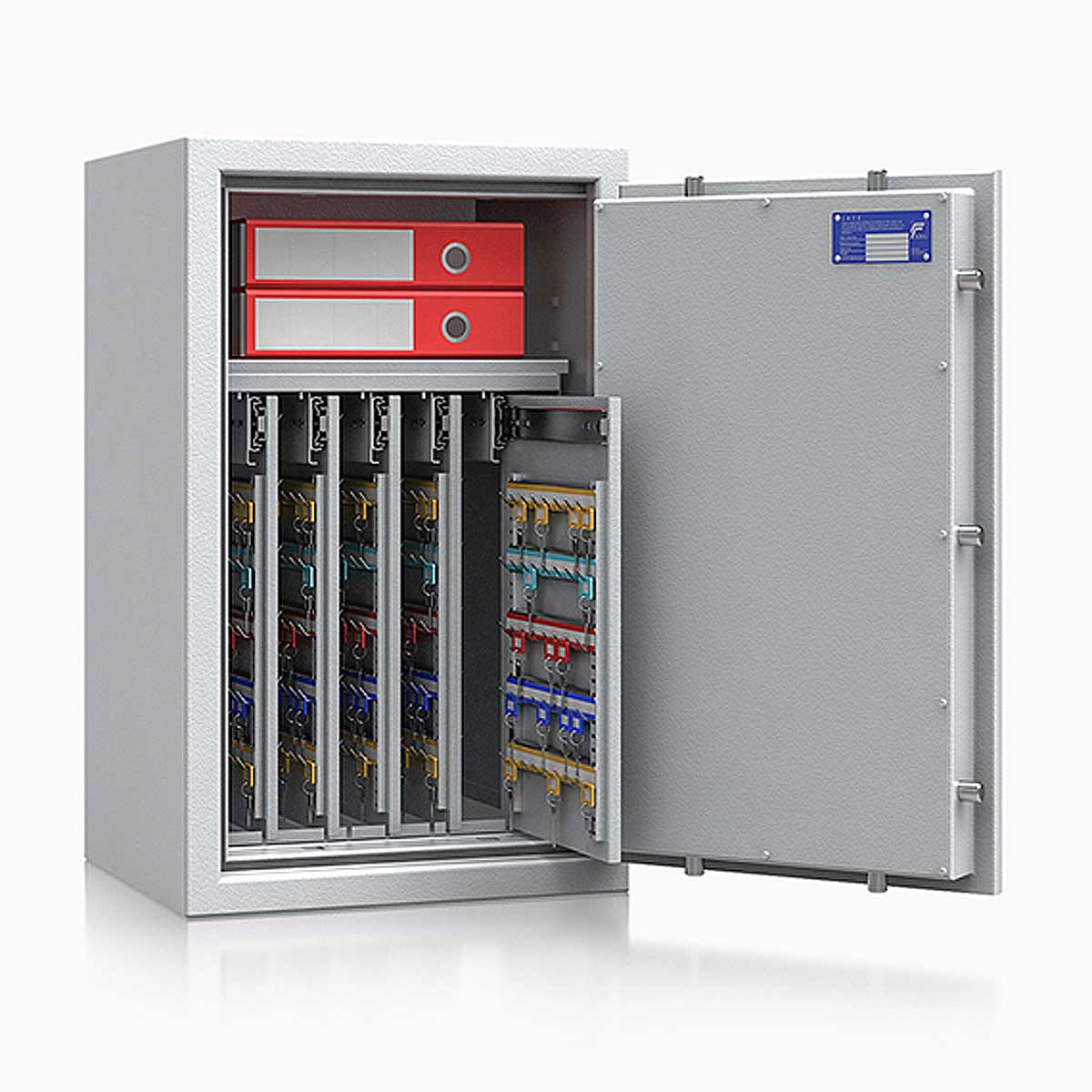 Schlüsseltresor safe4key I - Größe 5 / 800x500x420 / 440 Haken / 1 Fachboden / 122kg / 157010  / Klasse 1  EN 1143-1, ECB•S / RAL7035 / Elektronik STELLAR  Basic 