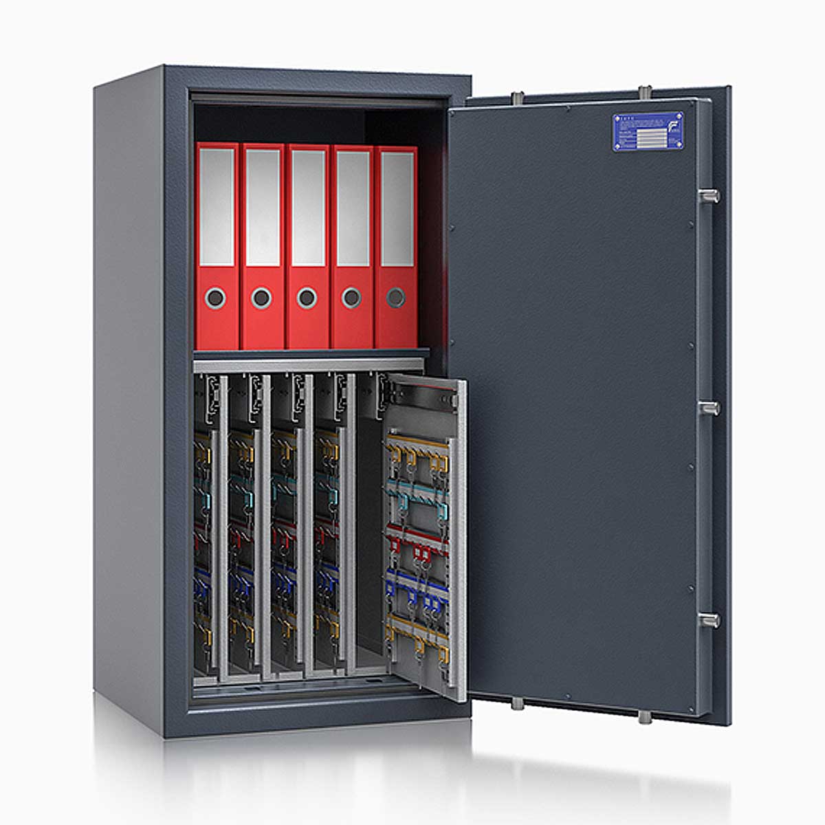 Schlüsseltresor safe4key I - Größe 6 / 1000x500x420 / 440 Haken / 1 Fachboden / 142kg / 157013 DIN R / Klasse 1  EN 1143-1, ECB•S / RAL7024