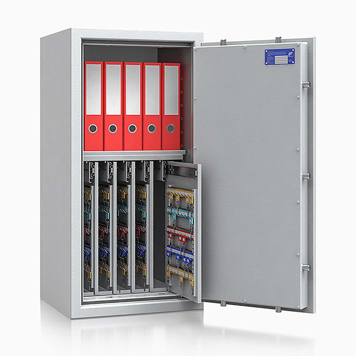 Schlüsseltresor safe4key I - Größe 6 / 1000x500x420 / 440 Haken / 1 Fachboden / 142kg / 157013 DIN R / Klasse 1  EN 1143-1, ECB•S / RAL7035