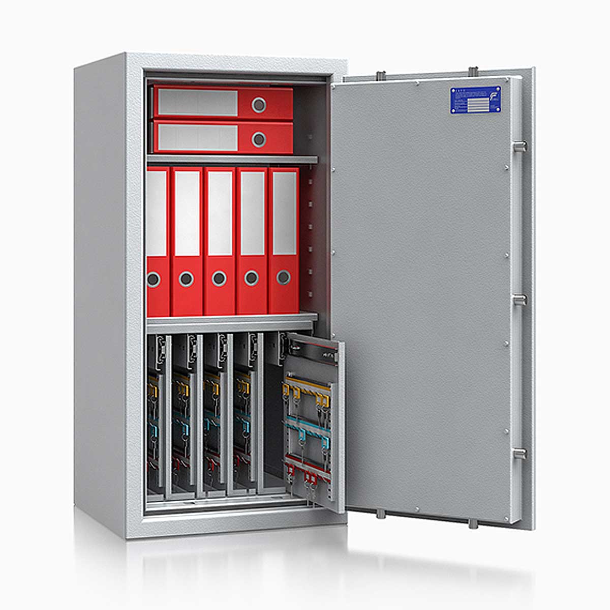 Schlüsseltresor safe4key I - Größe 6 / 1000x500x420 / 280 Haken / 2 Fachböden / 137kg / 157014 DIN R / Klasse 1  EN 1143-1, ECB•S / RAL7035