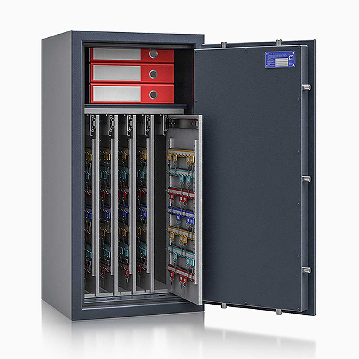 Schlüsseltresor safe4key I - Größe 6 / 1000x500x420 / 600 Haken / 1 Fachboden / 150kg / 157015 DIN R / Klasse 1  EN 1143-1, ECB•S / RAL7024