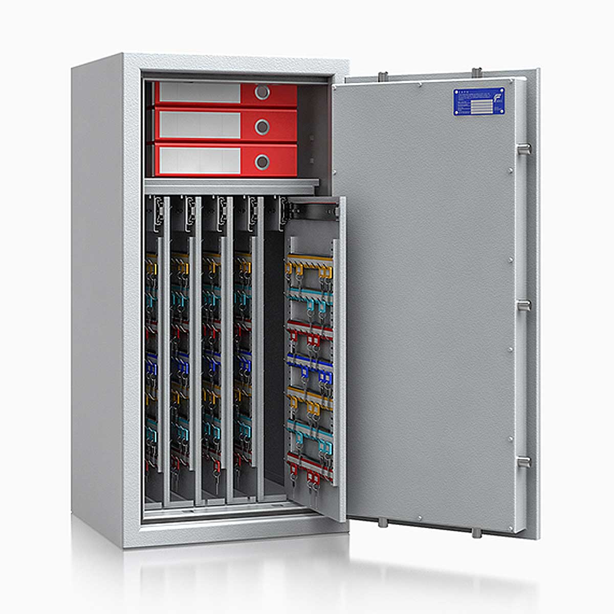 Schlüsseltresor safe4key I - Größe 6 / 1000x500x420 / 600 Haken / 1 Fachboden / 150kg / 157015 DIN R / Klasse 1  EN 1143-1, ECB•S / RAL7035