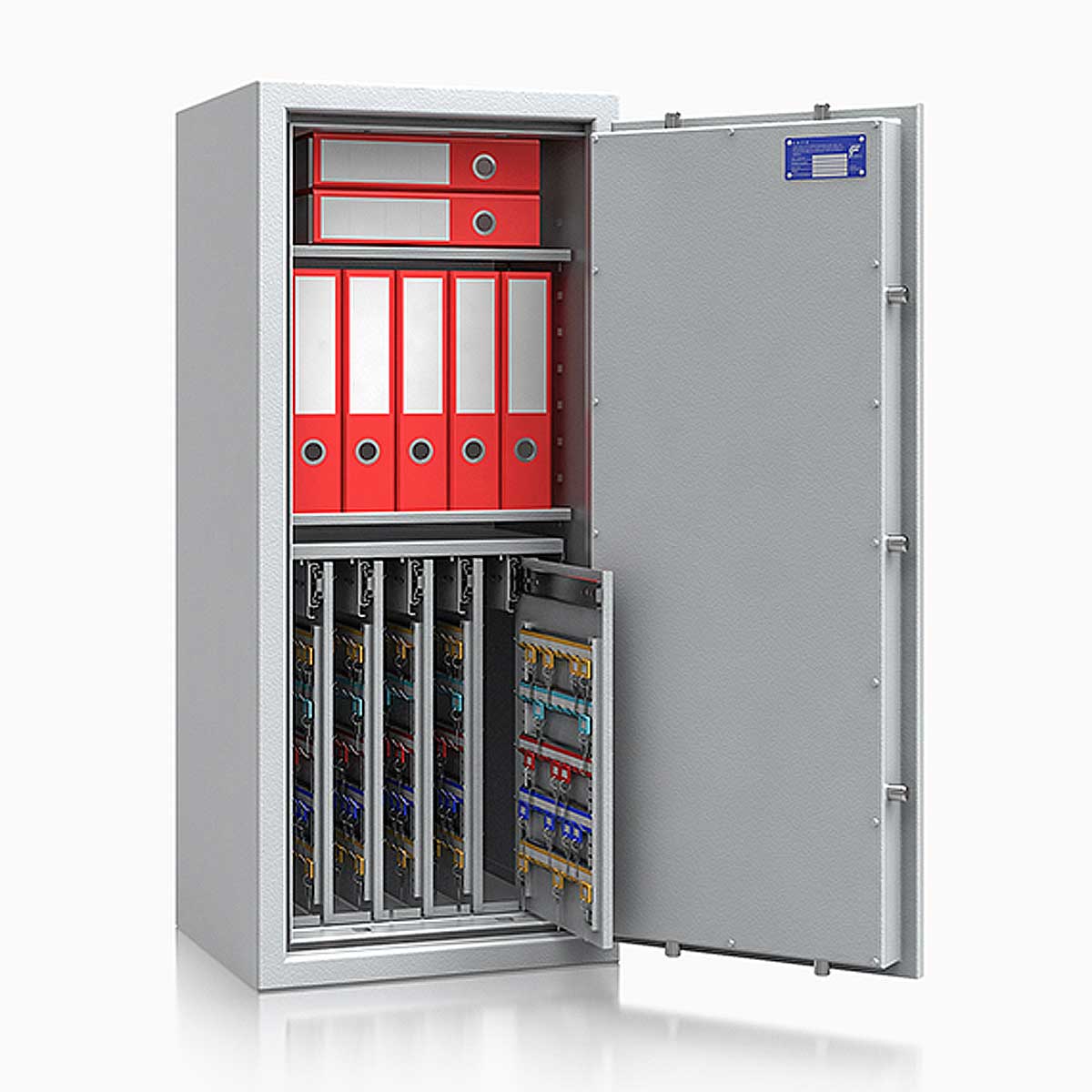 Schlüsseltresor safe4key I - Größe 7 / 1150x500x420 / 440 Haken / 2 Fachböden / 157kg / 157017 DIN R / Klasse 1  EN 1143-1, ECB•S / RAL7035