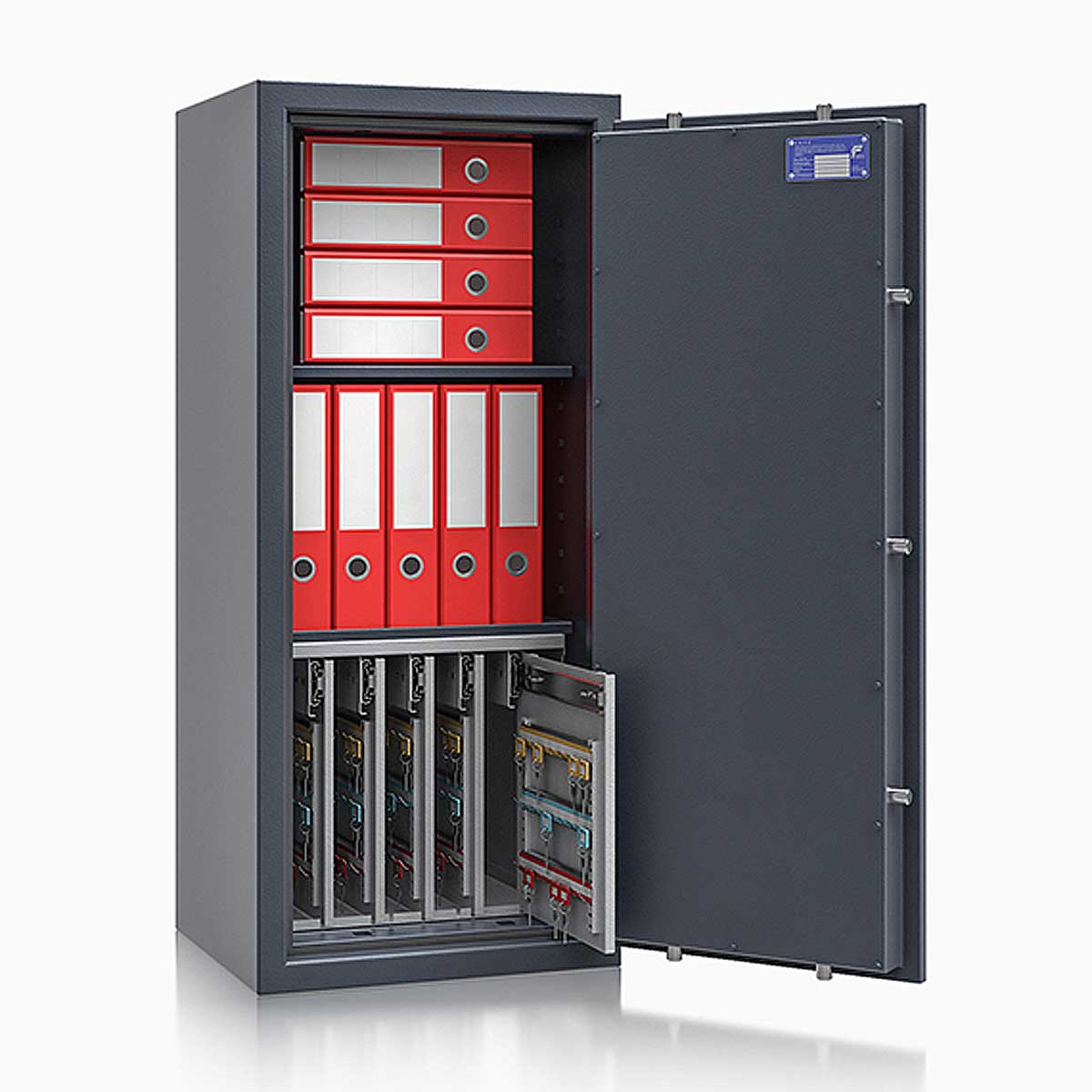 Schlüsseltresor safe4key I - Größe 7 / 1150x500x420 / 280 Haken / 2 Fachböden / 152kg / 157018  / Klasse 1  EN 1143-1, ECB•S / RAL7024 / Elektronik STELLAR  Basic 