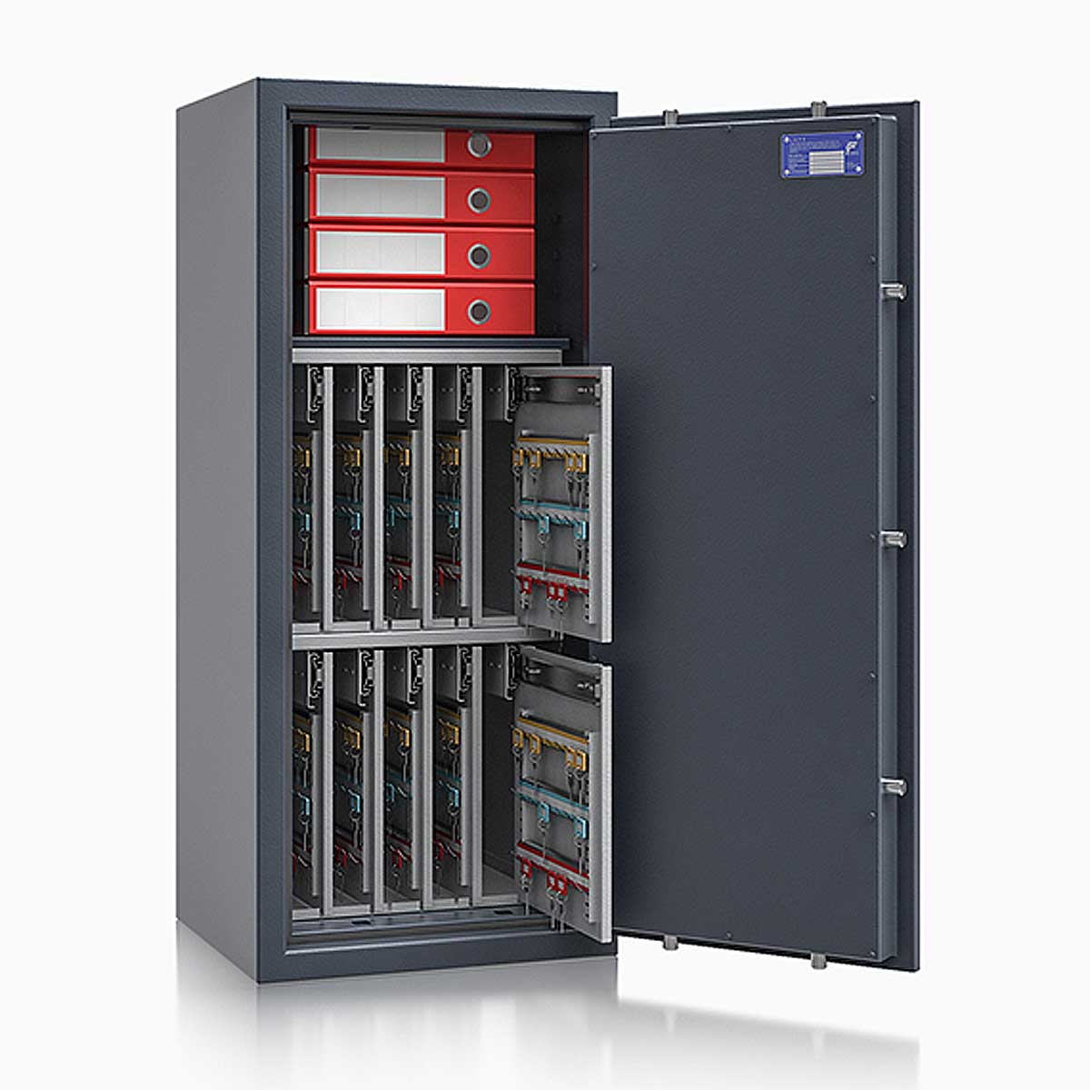 Schlüsseltresor safe4key I - Größe 7 / 1150x500x420 / 560 Haken / 1 Fachboden / 169kg / 157019  / Klasse 1  EN 1143-1, ECB•S / RAL7024 / Elektronik STELLAR  Basic 