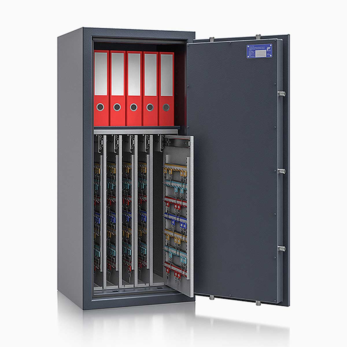 Schlüsseltresor safe4key I - Größe 7 / 1150x500x420 / 600 Haken / 1 Fachboden / 165kg / 157020  / Klasse 1  EN 1143-1, ECB•S / RAL7024 / Elektronik STELLAR  Basic 