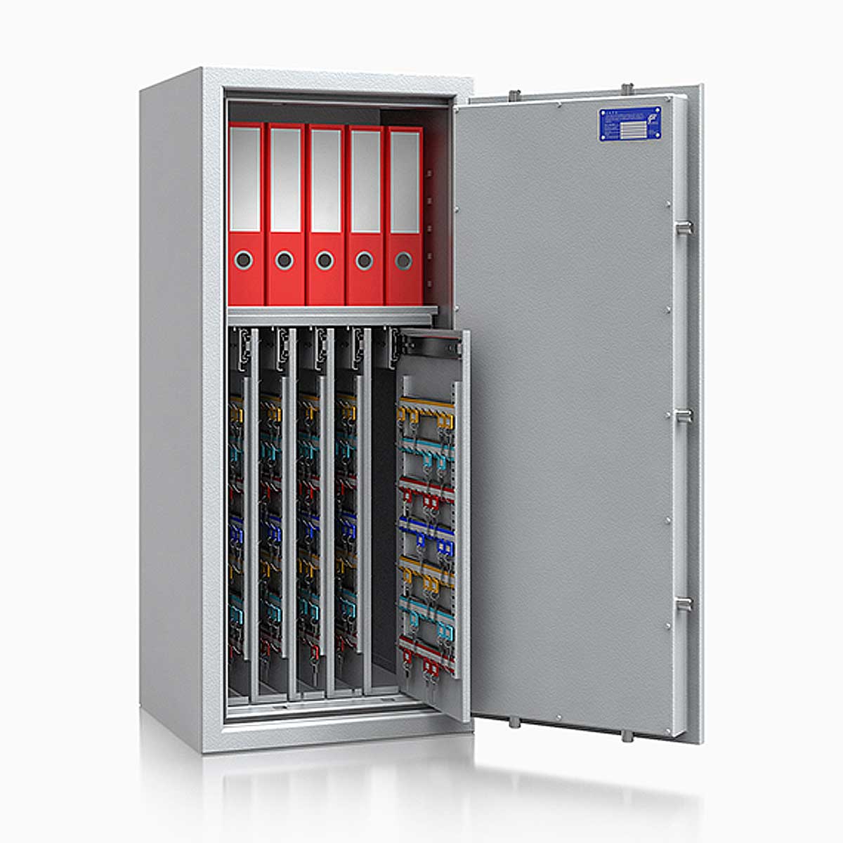 Schlüsseltresor safe4key I - Größe 7 / 1150x500x420 / 600 Haken / 1 Fachboden / 165kg / 157020 DIN R / Klasse 1  EN 1143-1, ECB•S / RAL7035