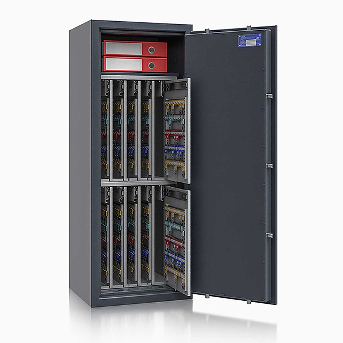 Schlüsseltresor safe4key I - Größe 8 / 1300x500x420 / 880 Haken / 1 Fachboden / 194kg / 157021 DIN R / Klasse 1  EN 1143-1, ECB•S / RAL7024