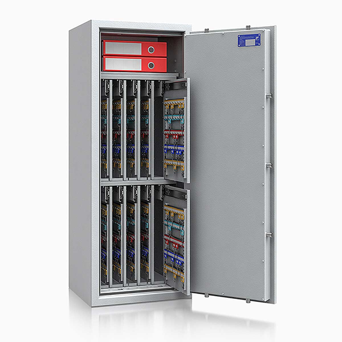 Schlüsseltresor safe4key I - Größe 8 / 1300x500x420 / 880 Haken / 1 Fachboden / 194kg / 157021 DIN R / Klasse 1  EN 1143-1, ECB•S / RAL7035