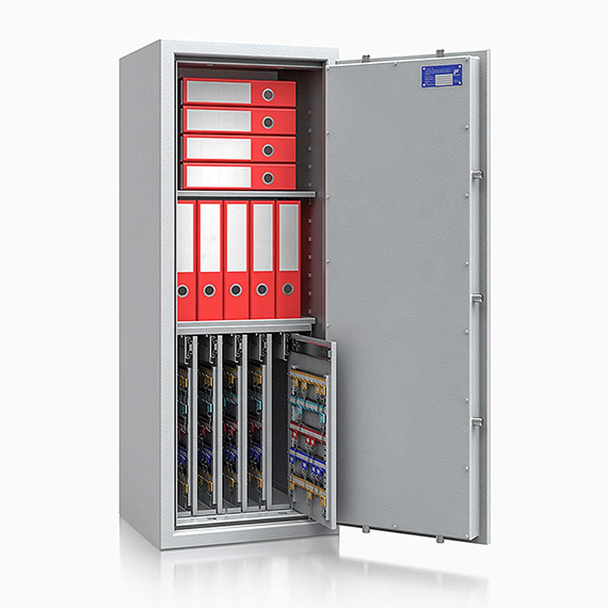 Schlüsseltresor safe4key I - Größe 8 / 1300x500x420 / 440 Haken / 2 Fachböden / 172kg / 157022 DIN R / Klasse 1  EN 1143-1, ECB•S / RAL7035