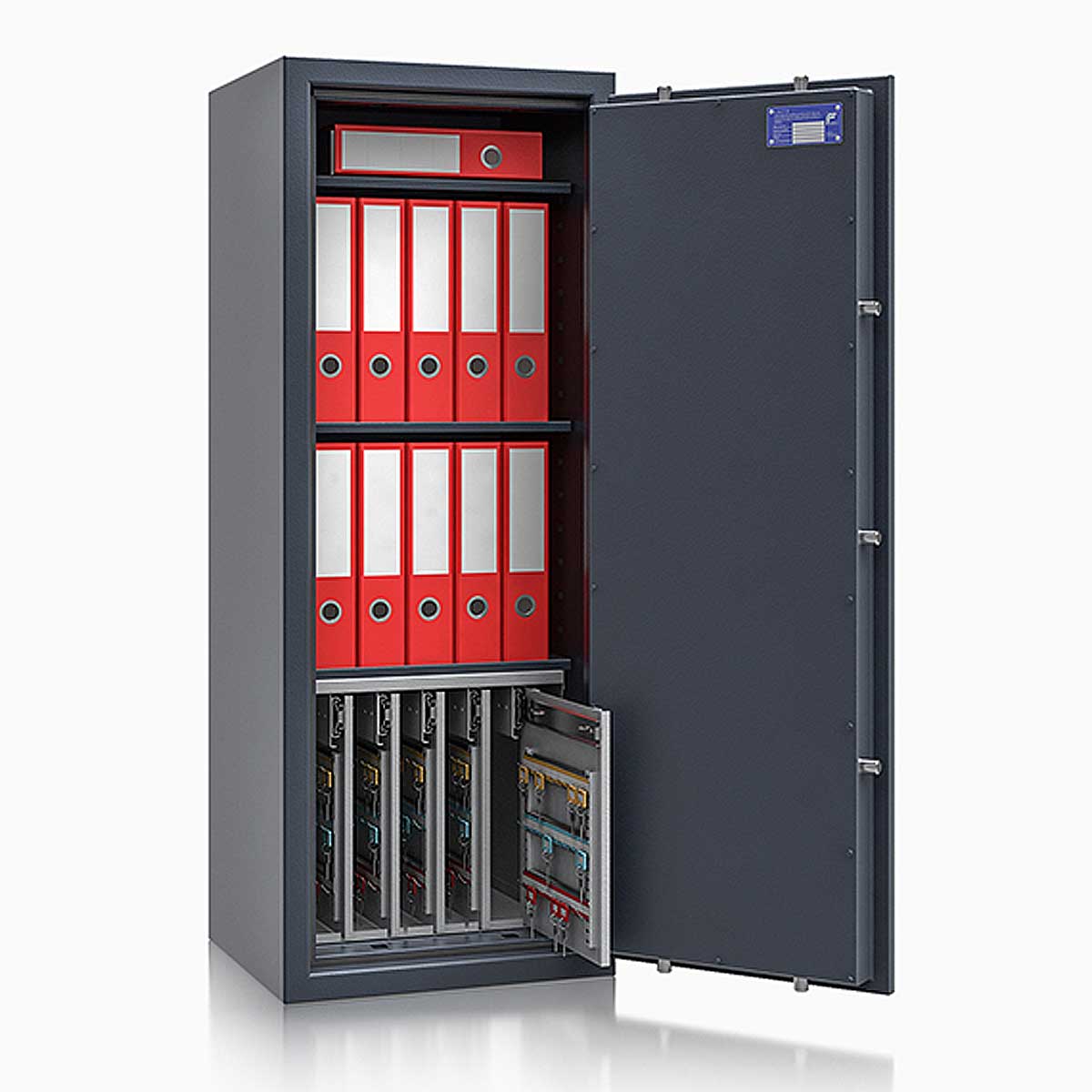 Schlüsseltresor safe4key I - Größe 8 / 1300x500x420 / 280 Haken / 3 Fachböden / 167kg / 157023 DIN R / Klasse 1  EN 1143-1, ECB•S / RAL7024