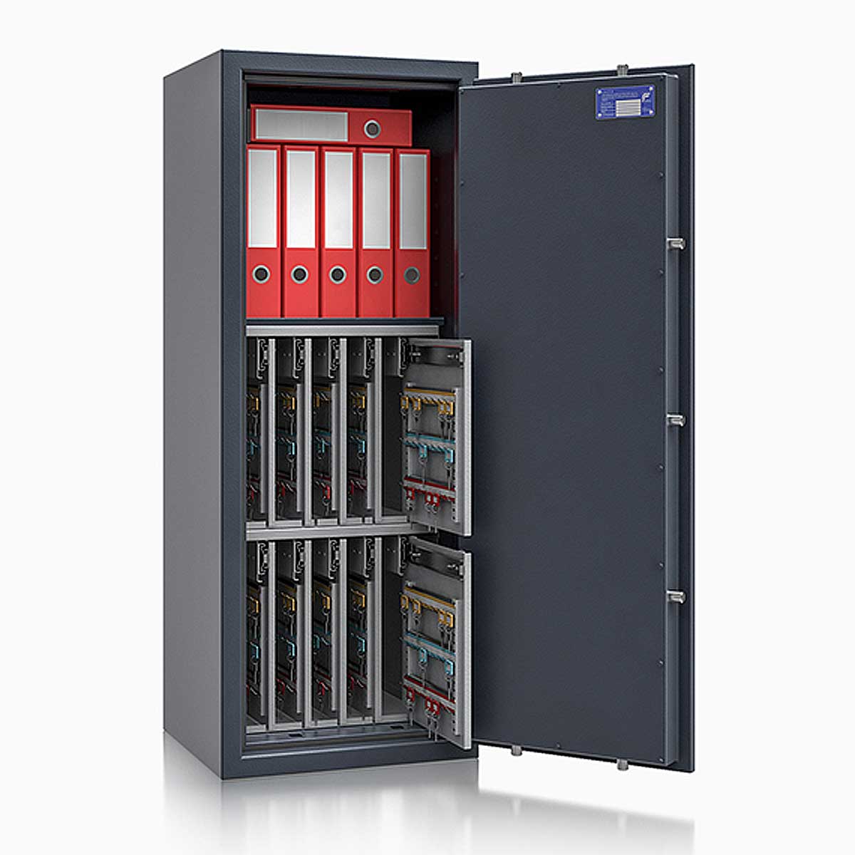 Schlüsseltresor safe4key I - Größe 8 / 1300x500x420 / 560 Haken / 1 Fachboden / 184kg / 157024 DIN R / Klasse 1  EN 1143-1, ECB•S / RAL7024