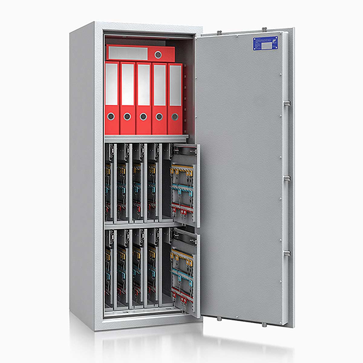 Schlüsseltresor safe4key I - Größe 8 / 1300x500x420 / 560 Haken / 1 Fachboden / 184kg / 157024 DIN R / Klasse 1  EN 1143-1, ECB•S / RAL7035